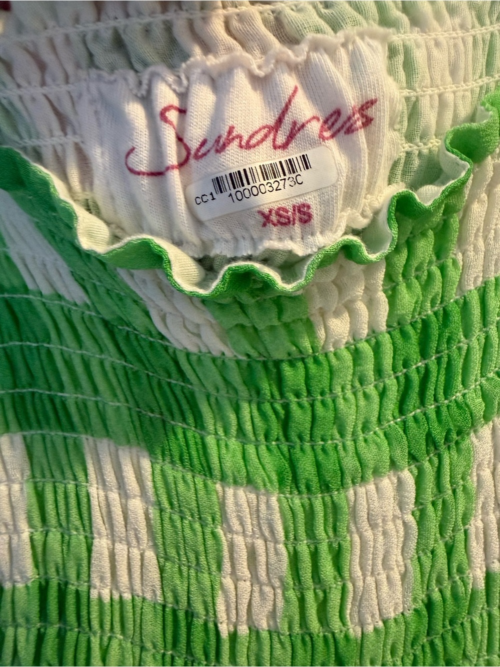 SUNDRESS Berenice Dress in Green GGT Lime & White Poms - Picture 7 of 9